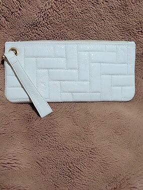 Hobo White Patent Wristlet Clutch - Sleek Quilted Design